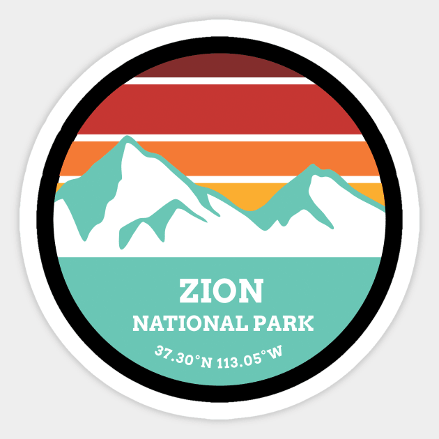 Zion National Park Retro Mountain Sticker by roamfree